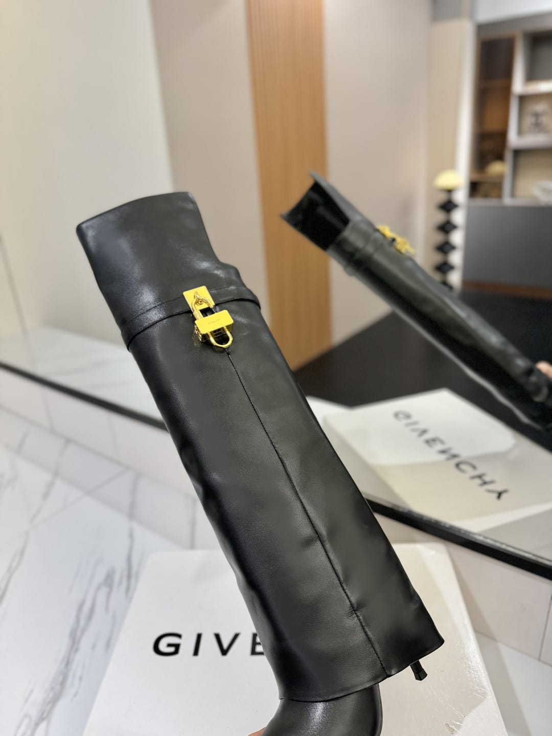 Givenchy Shark Lock Stiletto over-the-knee boots in leather for women