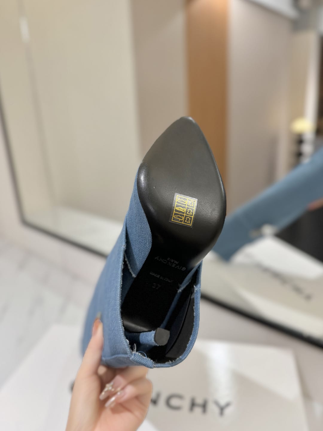 Givenchy Shark Lock Stiletto over-the-knee boots in washed denim for men