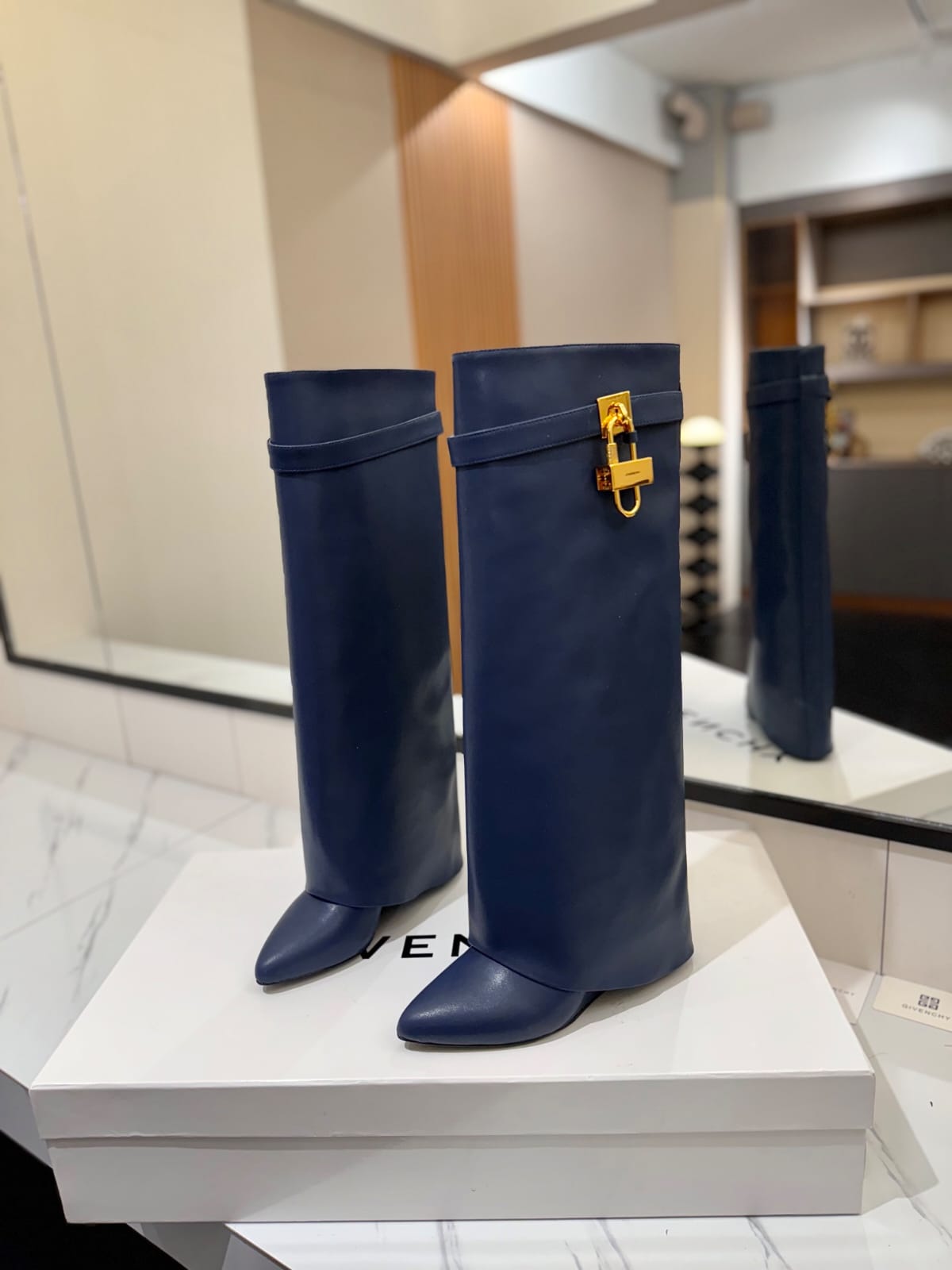 Givenchy Shark Lock boots in leather for women