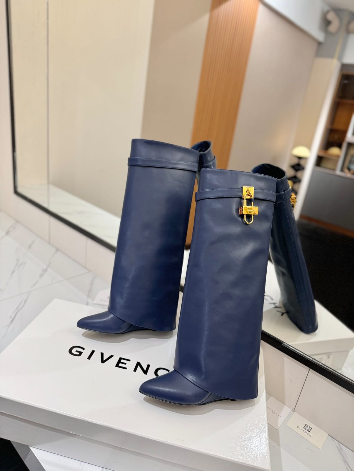 Givenchy Shark Lock boots in leather for women