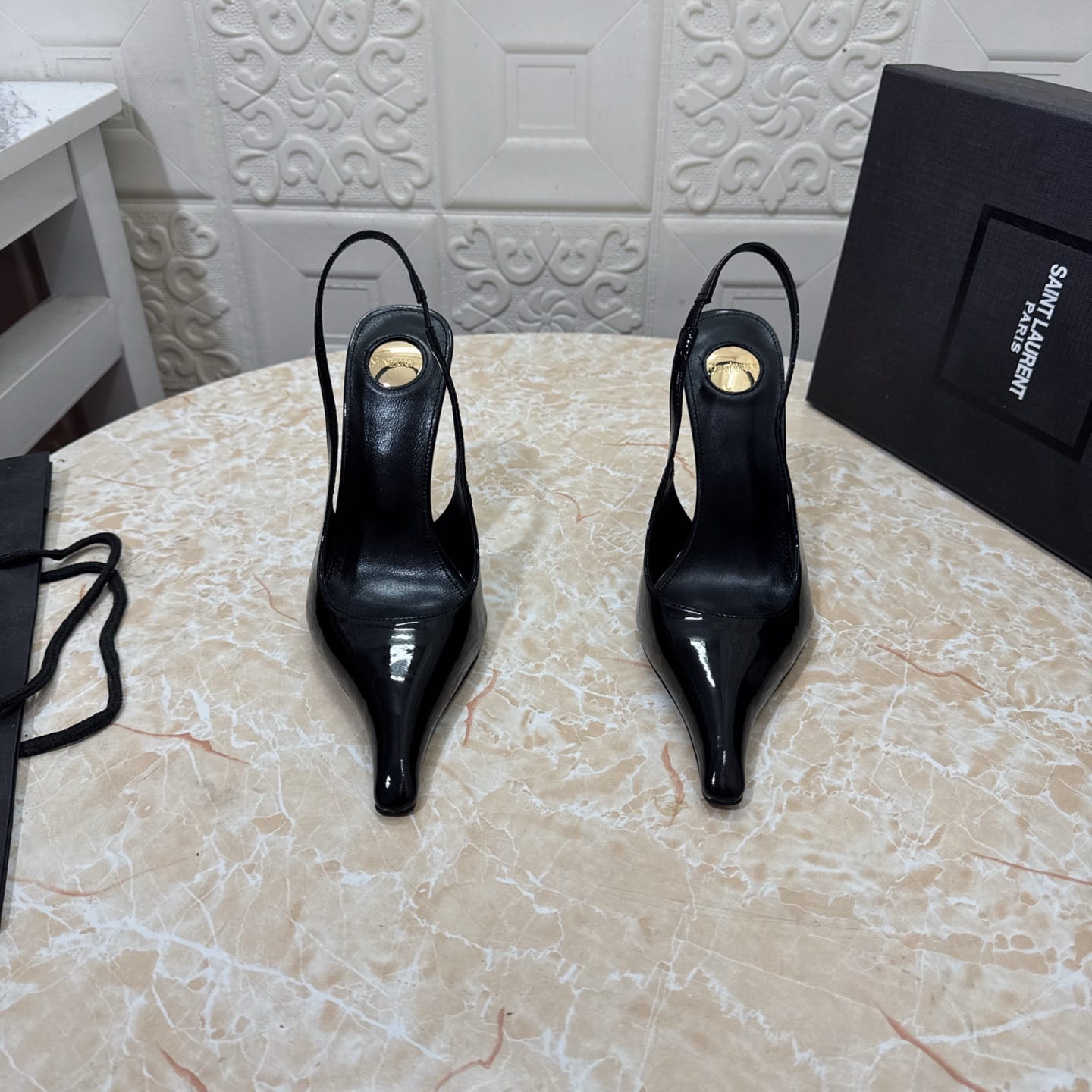 Saint Laurent Miller wedges in glazed leather for women