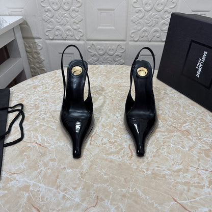 Saint Laurent Miller wedges in glazed leather for women