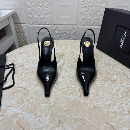 Saint Laurent Miller wedges in glazed leather for women