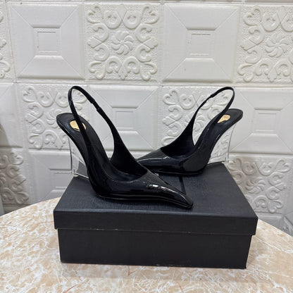 Saint Laurent Miller wedges in glazed leather for women