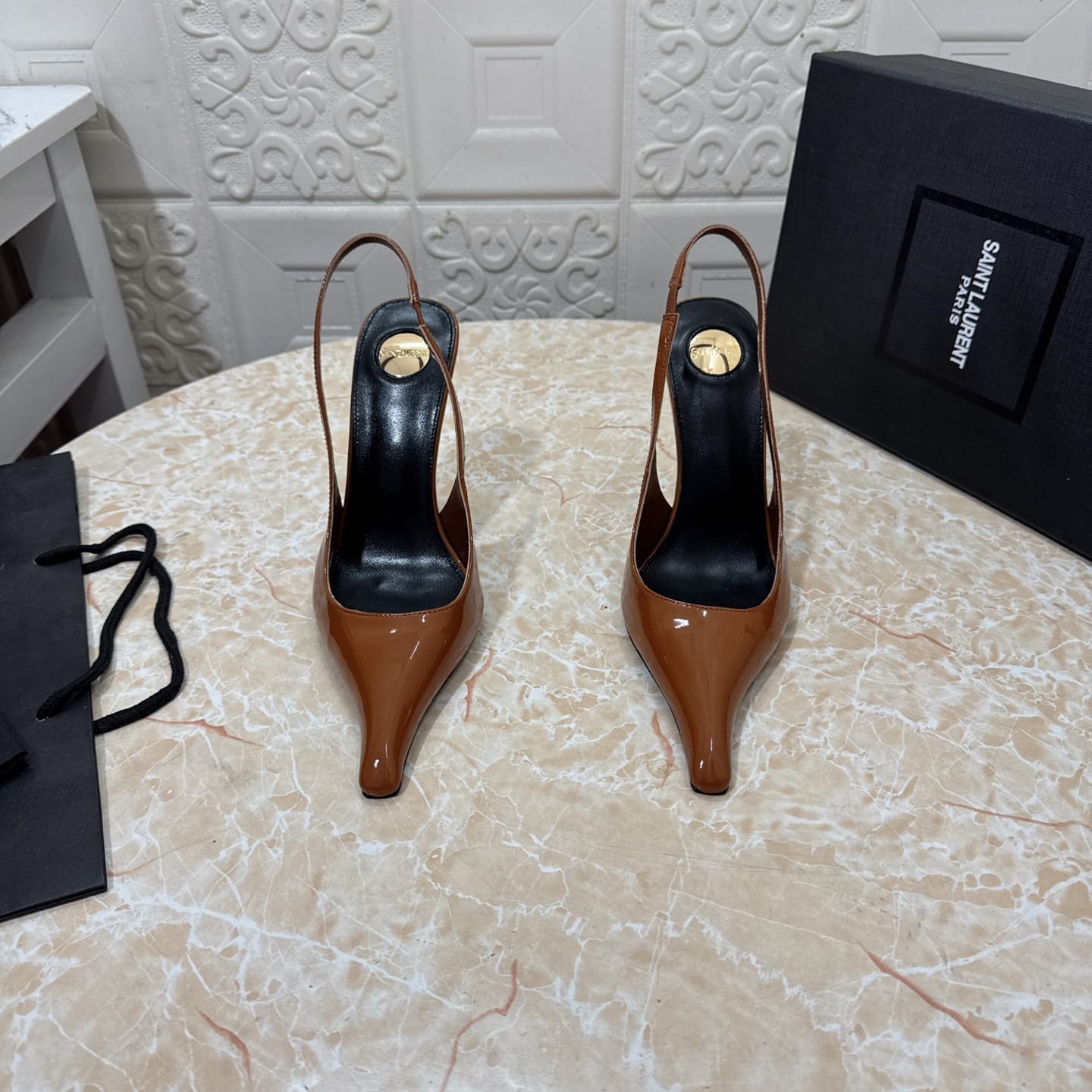 Saint Laurent Miller wedges in glazed leather for women