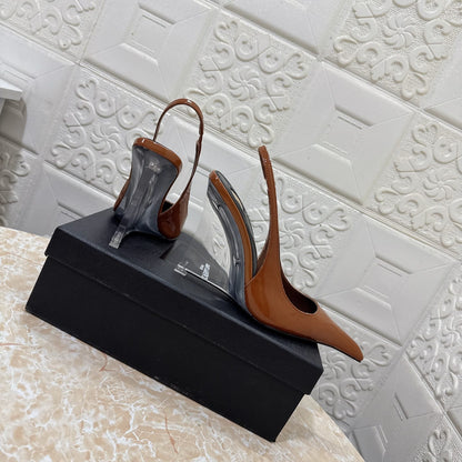 Saint Laurent Miller wedges in glazed leather for women