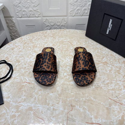 Saint Laurent CARLYLE slides in leopard grosgrain for women