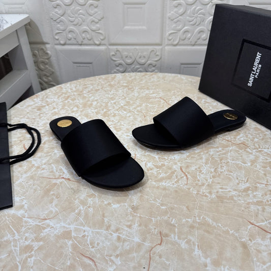 Saint Laurent NICHOLS slides in glazed leather for women