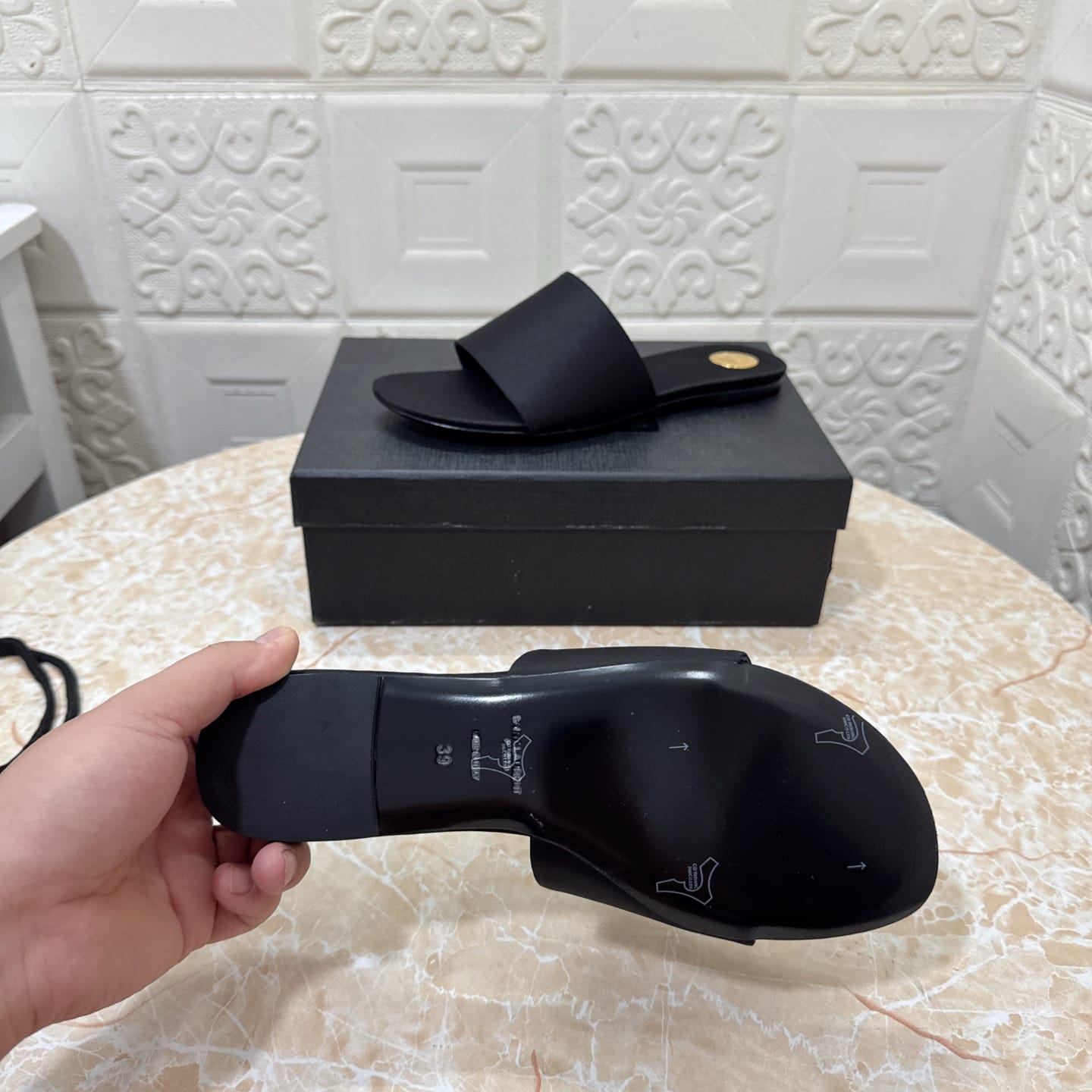 Saint Laurent NICHOLS slides in glazed leather for women