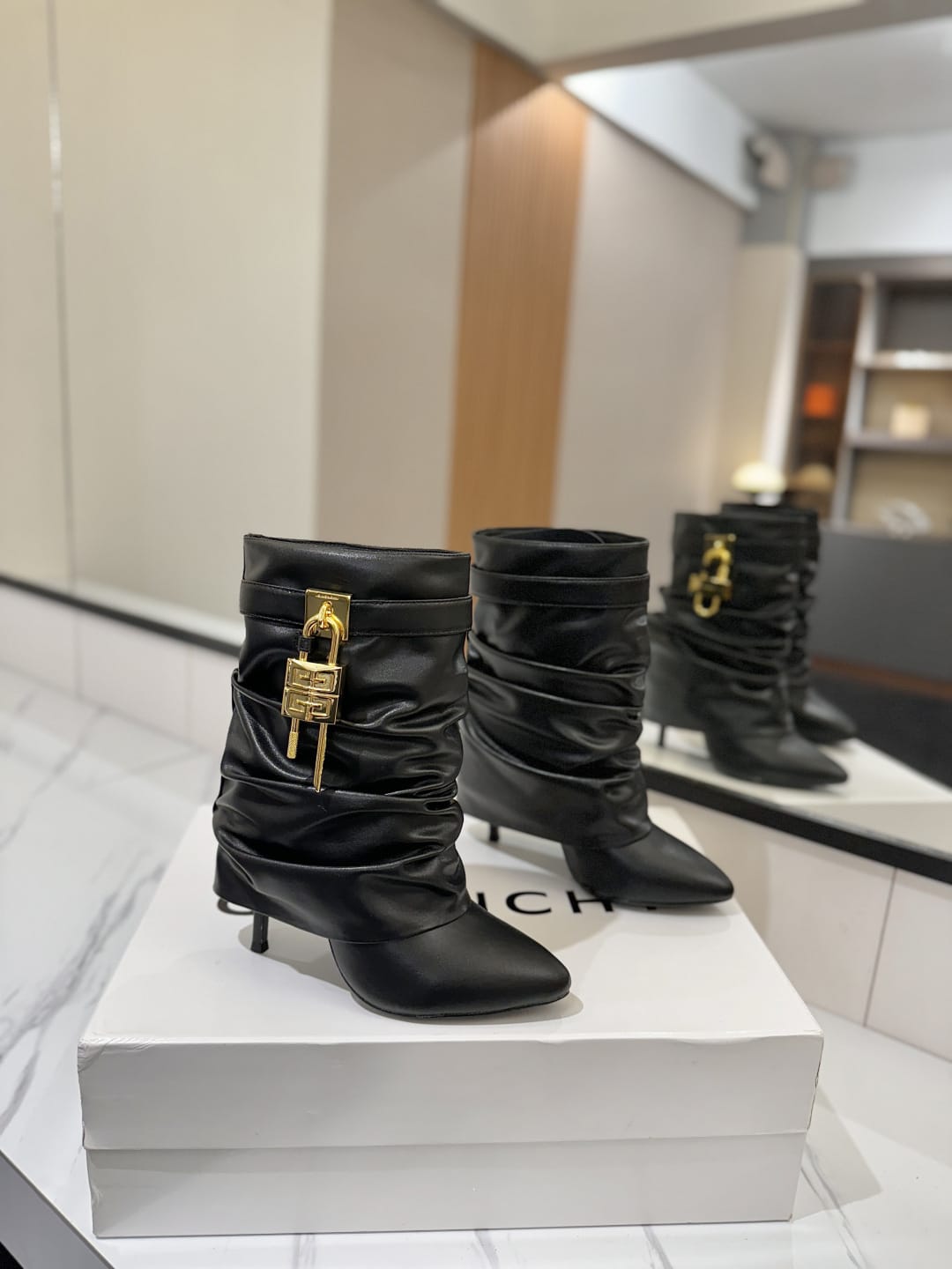 Givenchy Shark Lock Stiletto ankle boots in nappa leather for women