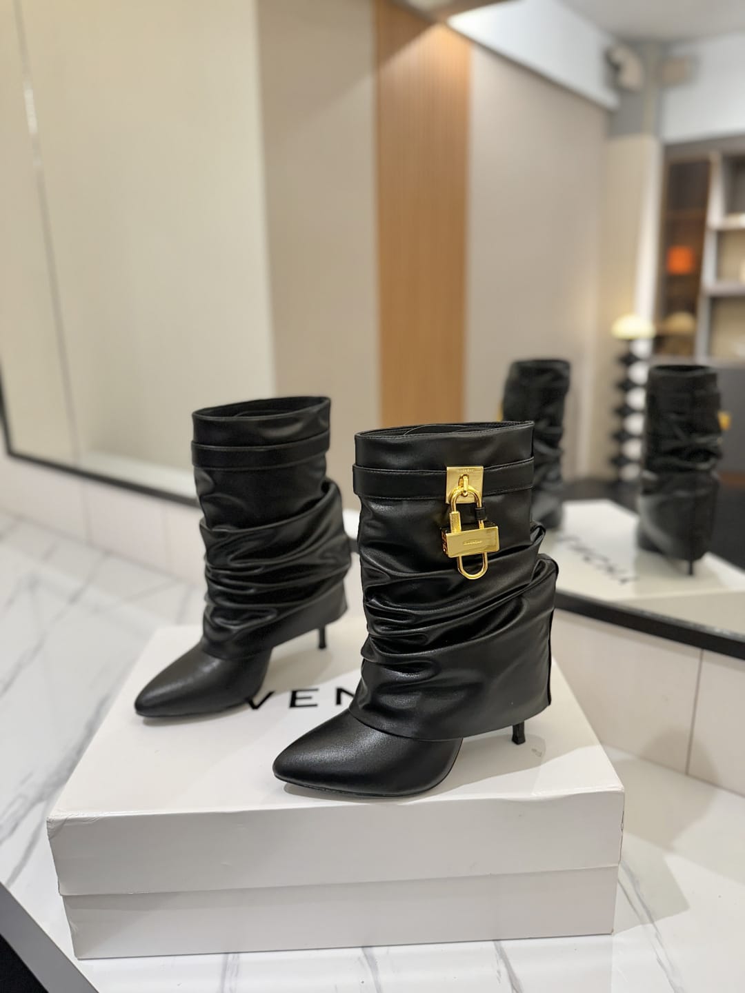 Givenchy Shark Lock Stiletto ankle boots in nappa leather for women