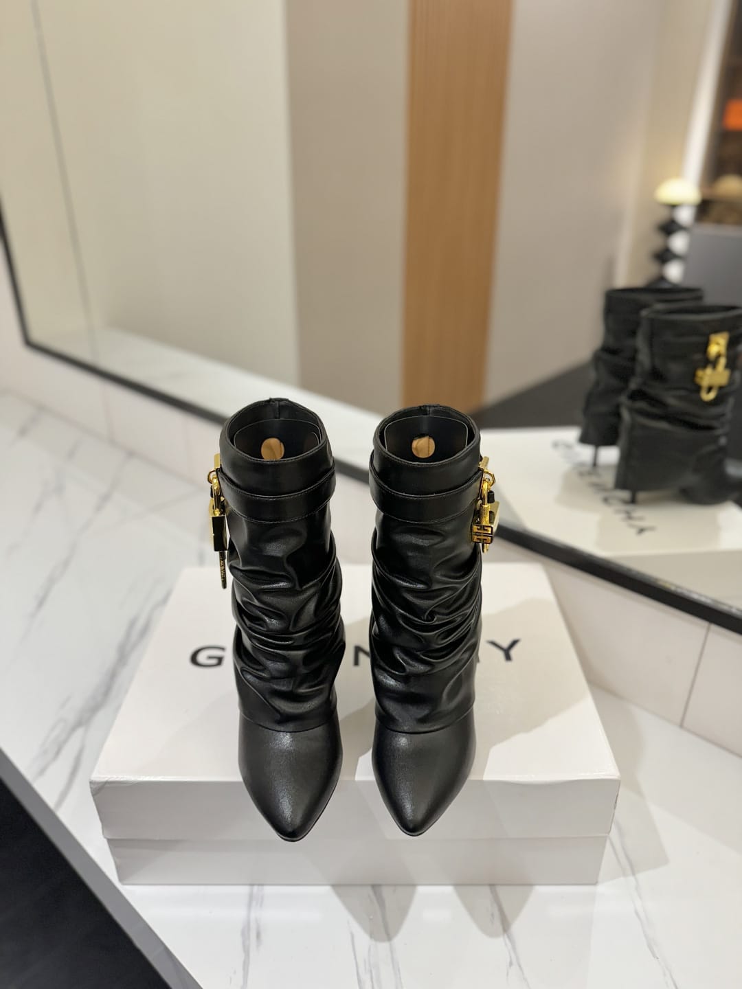 Givenchy Shark Lock Stiletto ankle boots in nappa leather for women