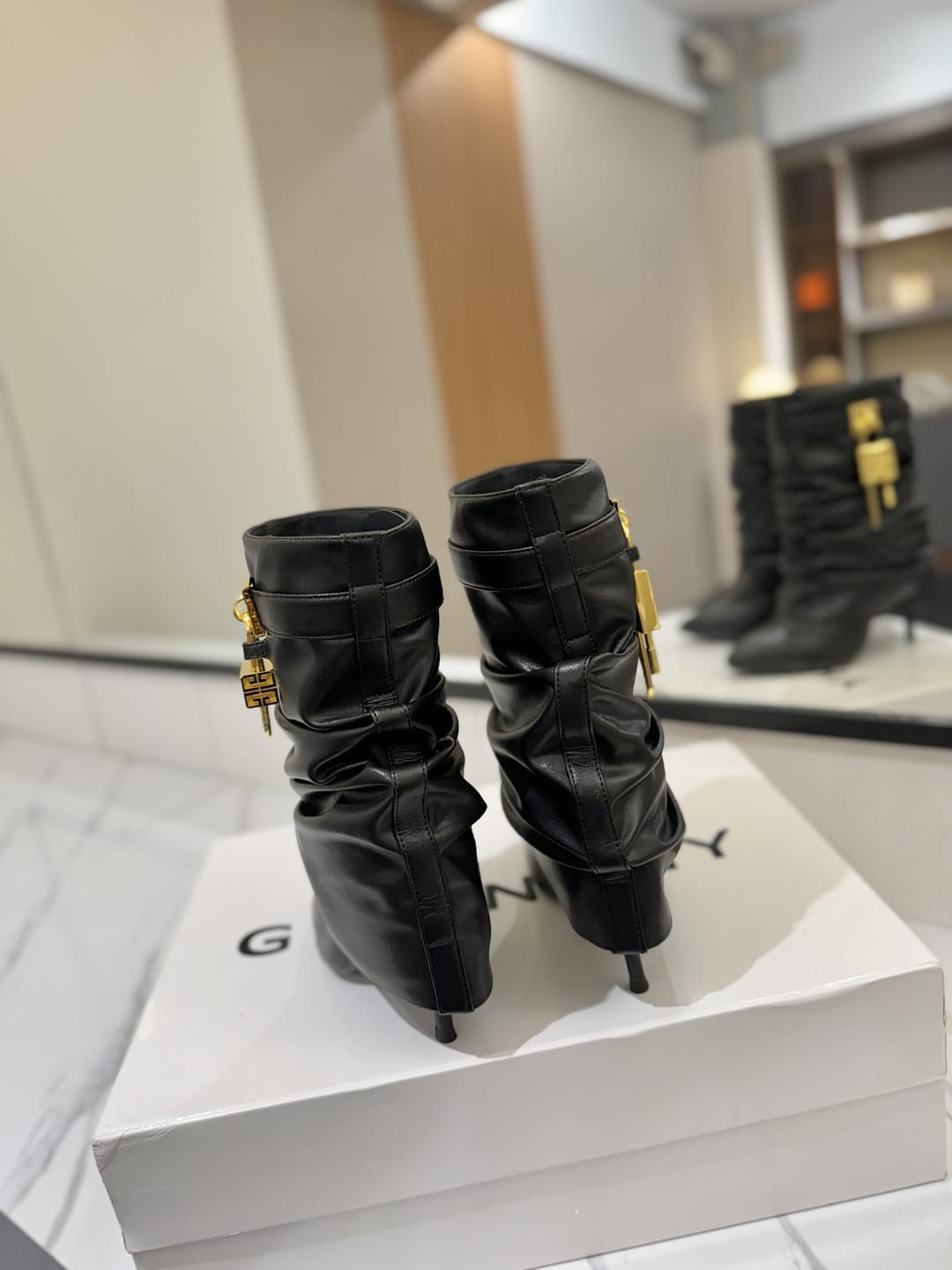 Givenchy Shark Lock Stiletto ankle boots in nappa leather for women