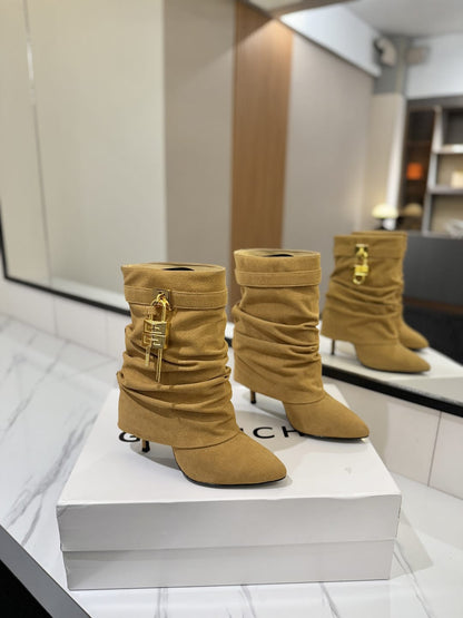Givenchy Shark Lock Stiletto ankle boots in suede for woman