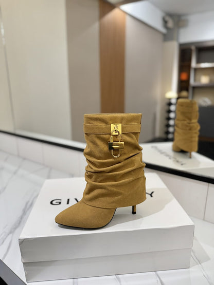 Givenchy Shark Lock Stiletto ankle boots in suede for woman