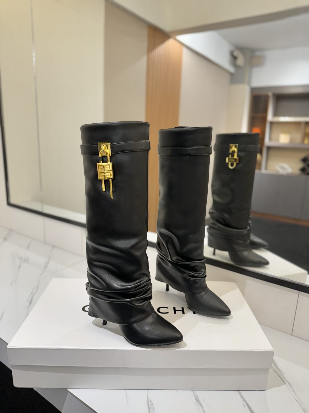 Givenchy Shark Lock Stiletto boots in nappa leather for women