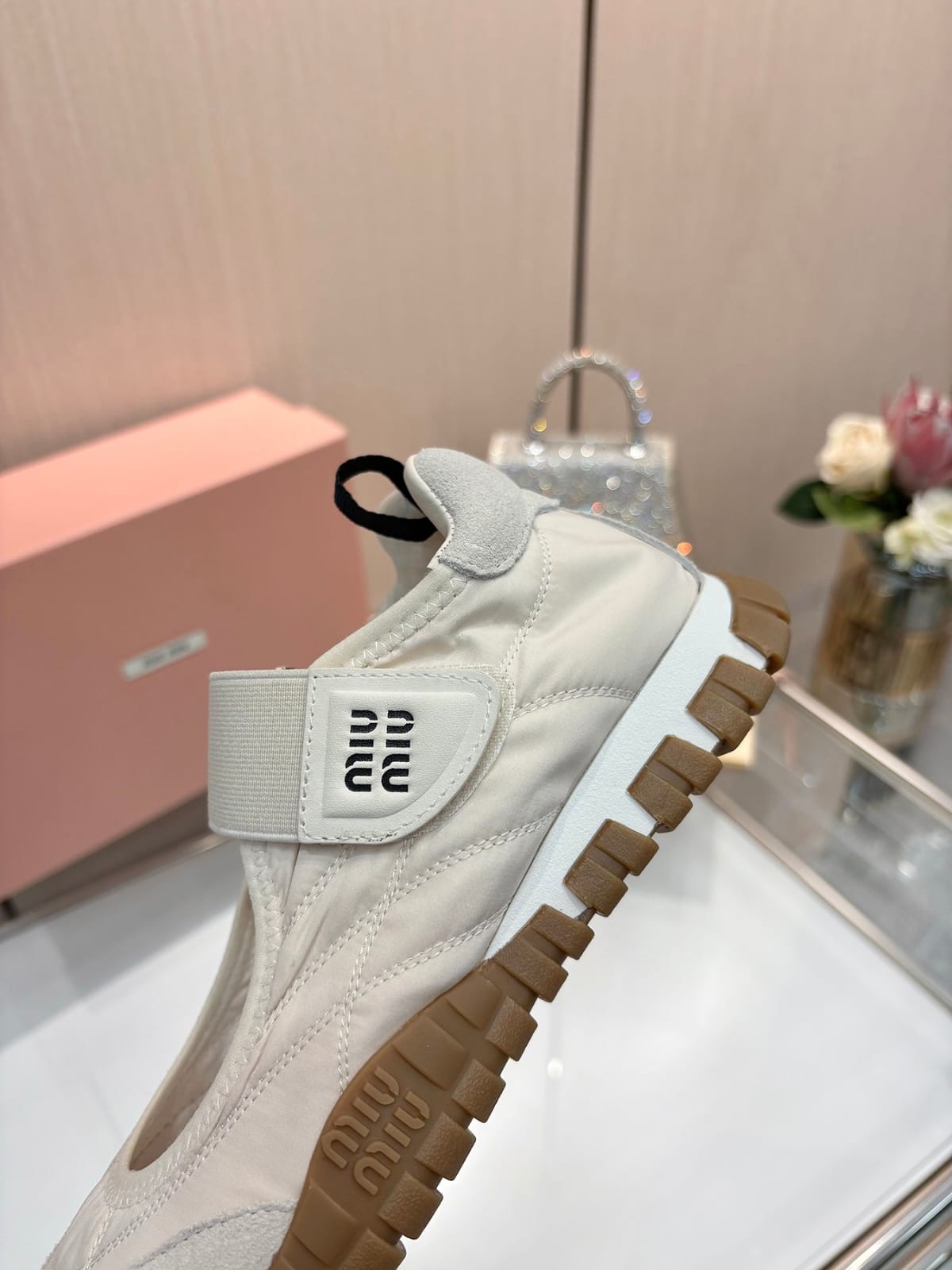 Miu Miu  Tyre technical fabric and suede ballerinas for women
