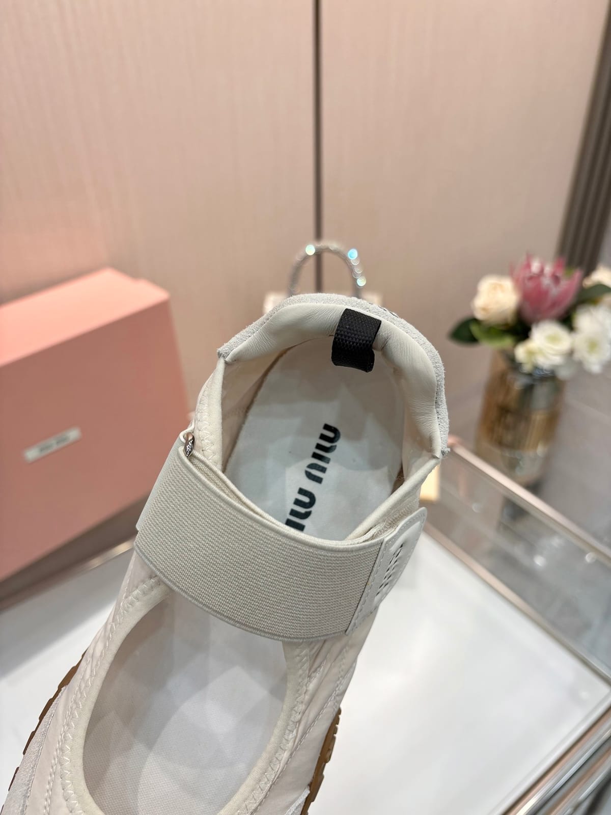 Miu Miu  Tyre technical fabric and suede ballerinas for women