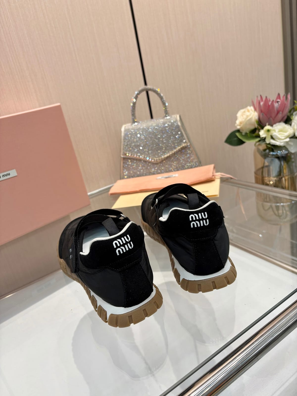 Miu Miu  Tyre technical fabric and suede ballerinas for women
