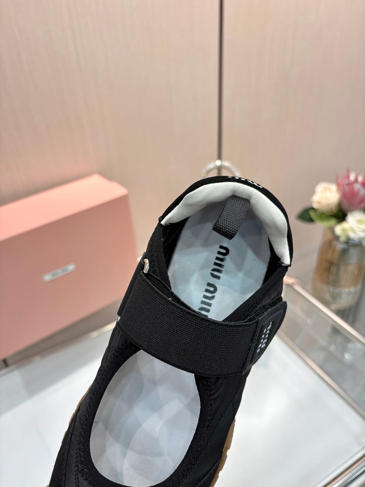 Miu Miu  Tyre technical fabric and suede ballerinas for women