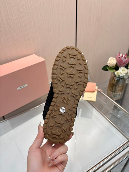 Miu Miu  Tyre technical fabric and suede ballerinas for women
