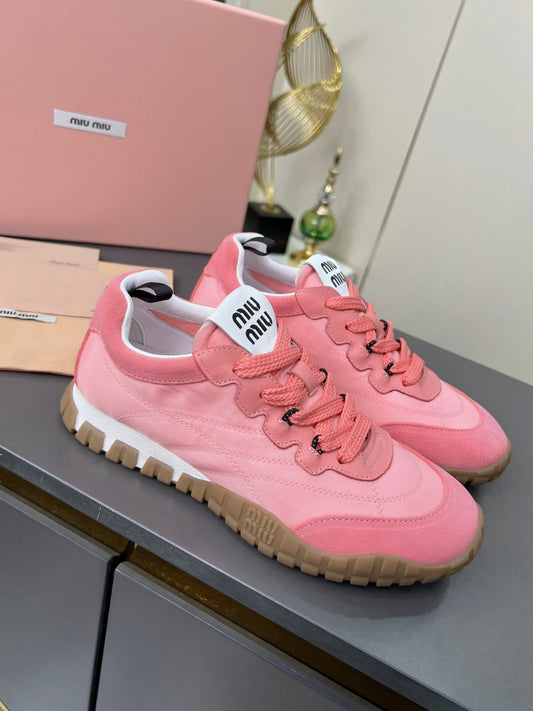 Miu Miu  Tyre technical fabric and suede sneakers for women