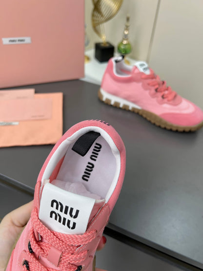 Miu Miu  Tyre technical fabric and suede sneakers for women