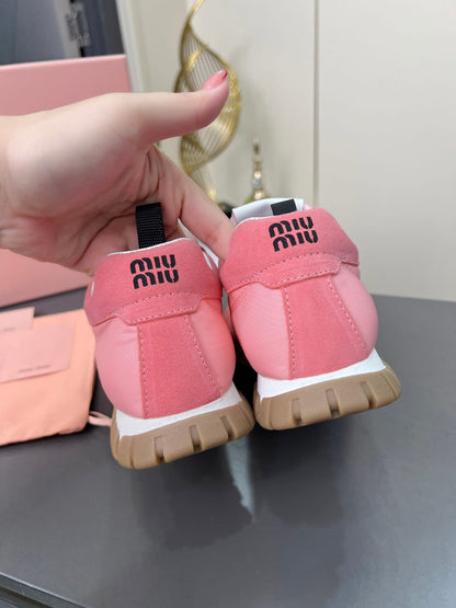 Miu Miu  Tyre technical fabric and suede sneakers for women