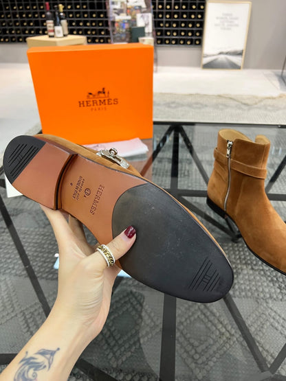 HERMES Ankle boot in suede calfskin for men