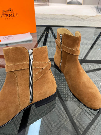 HERMES Ankle boot in suede calfskin for men
