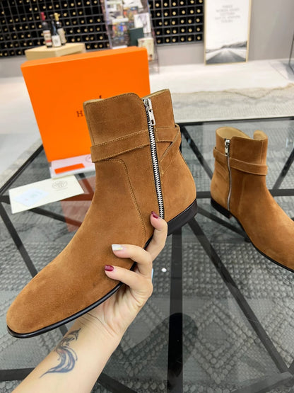 HERMES Ankle boot in suede calfskin for men