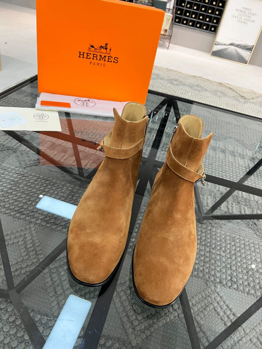 HERMES Ankle boot in suede calfskin for men