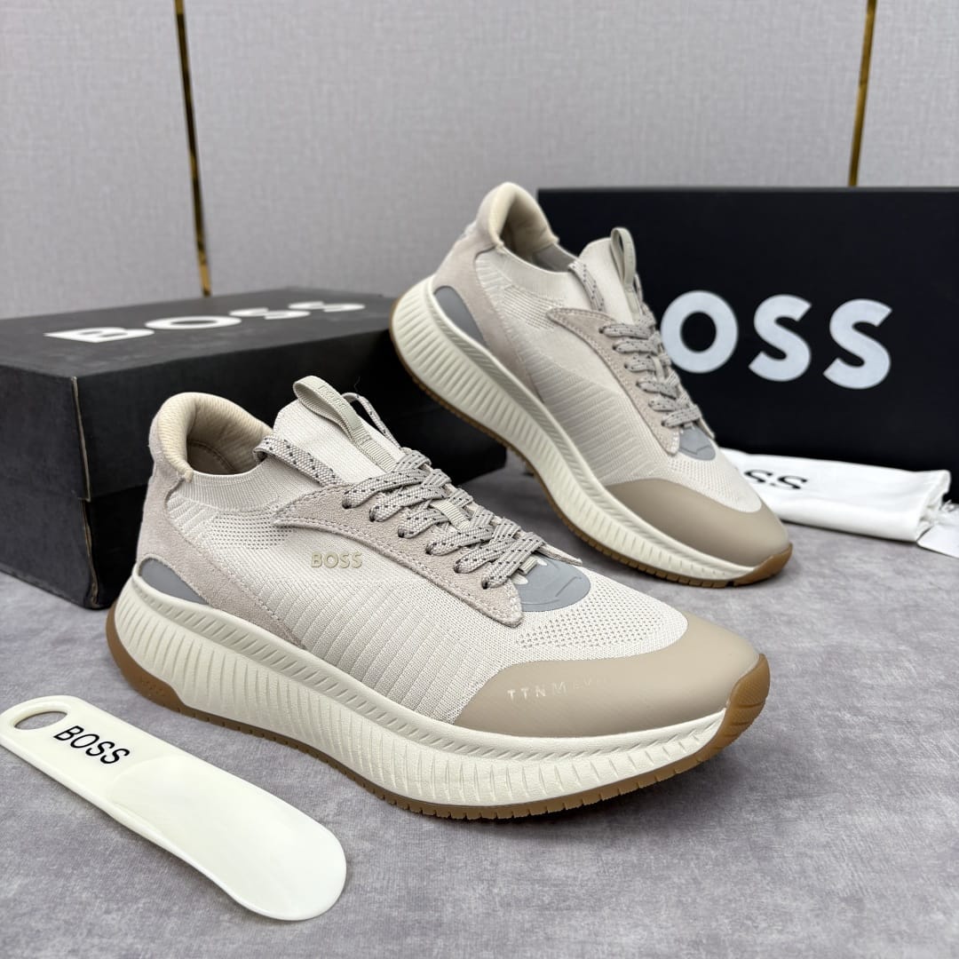Boss TTNM EVO trainers with knitted uppers and suede trims for men