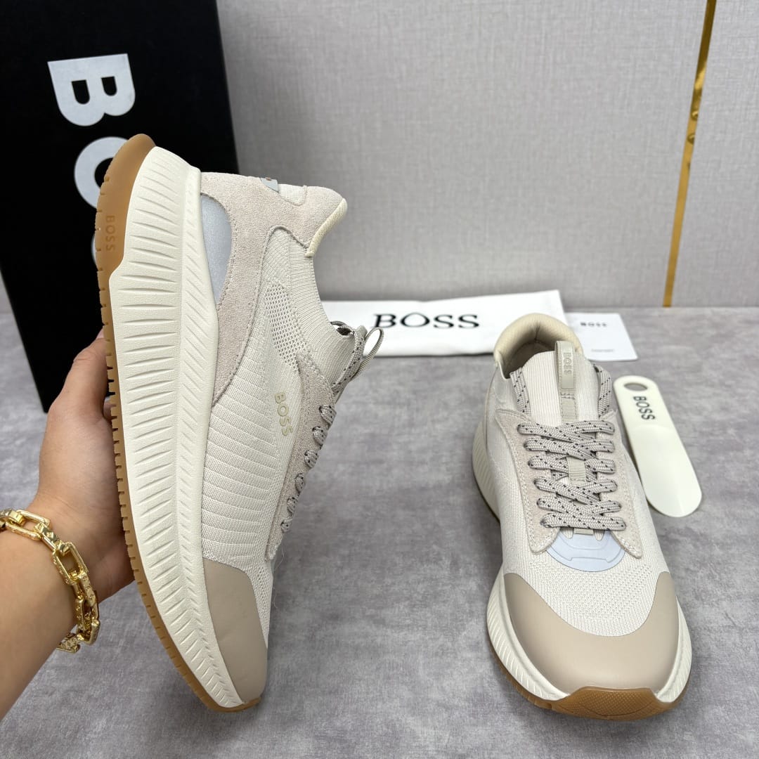 Boss TTNM EVO trainers with knitted uppers and suede trims for men