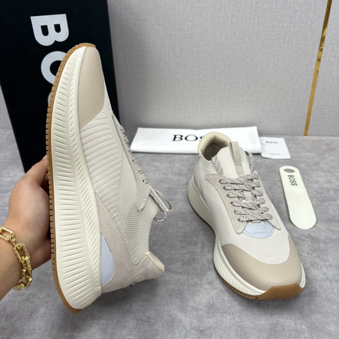 Boss TTNM EVO trainers with knitted uppers and suede trims for men