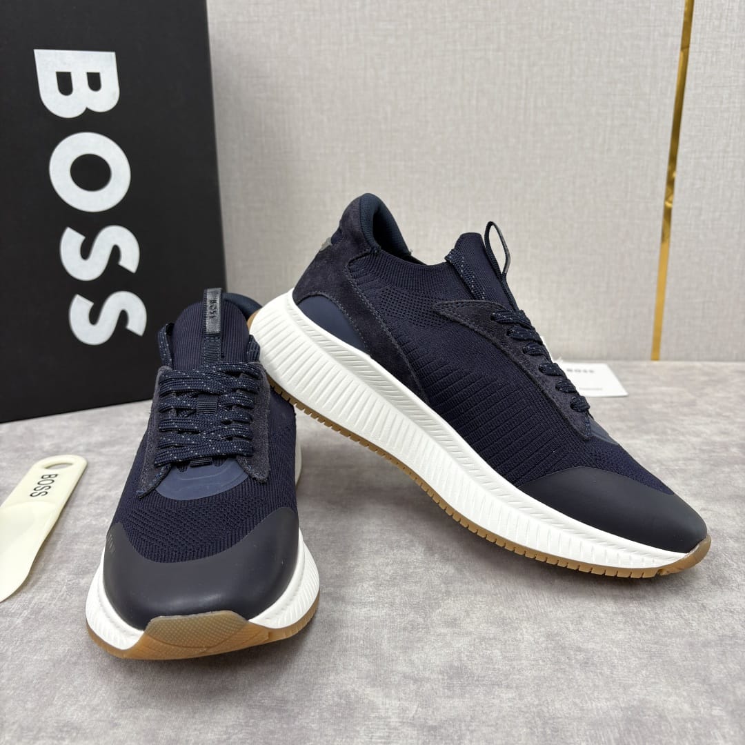 Boss TTNM EVO trainers with knitted uppers and suede trims for men
