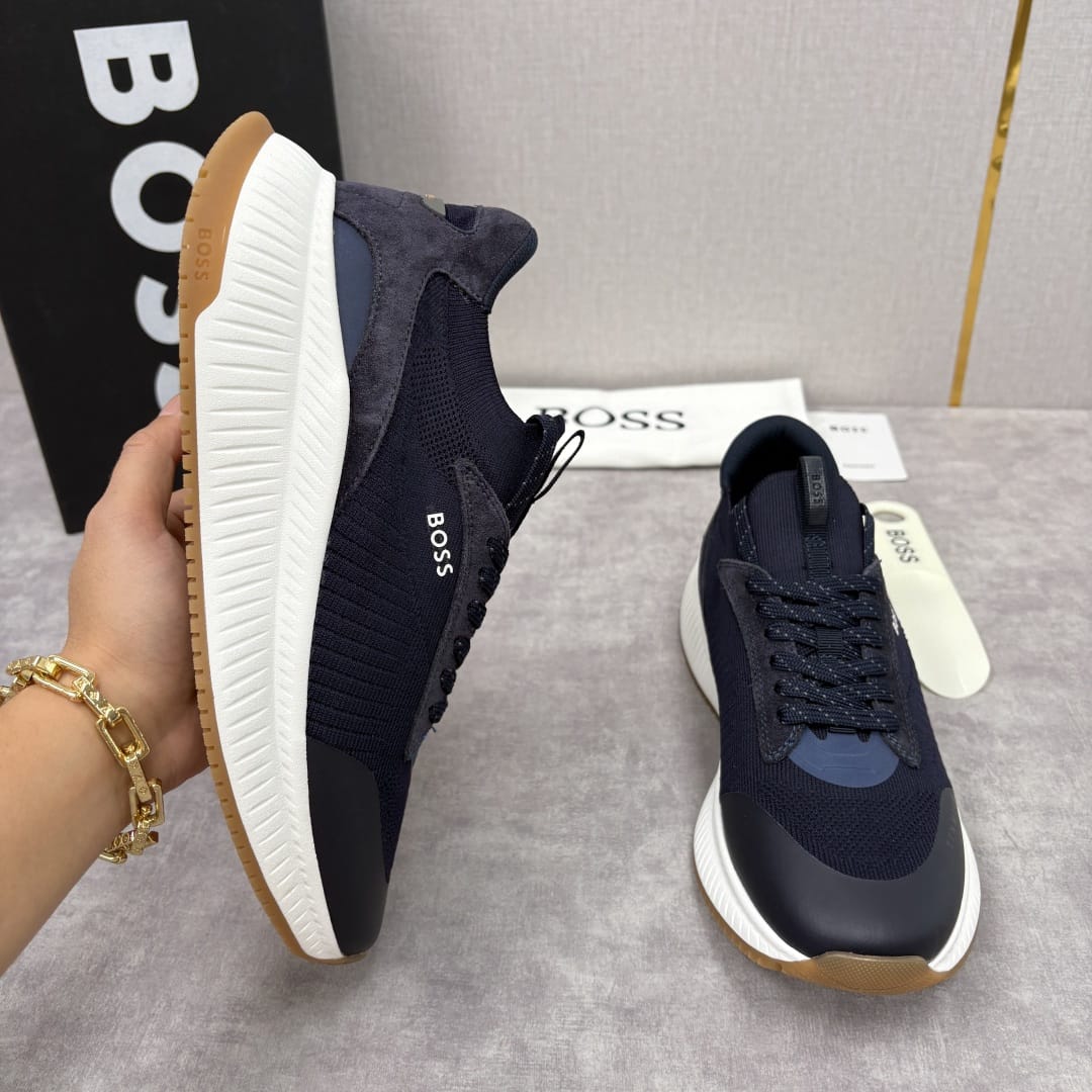 Boss TTNM EVO trainers with knitted uppers and suede trims for men