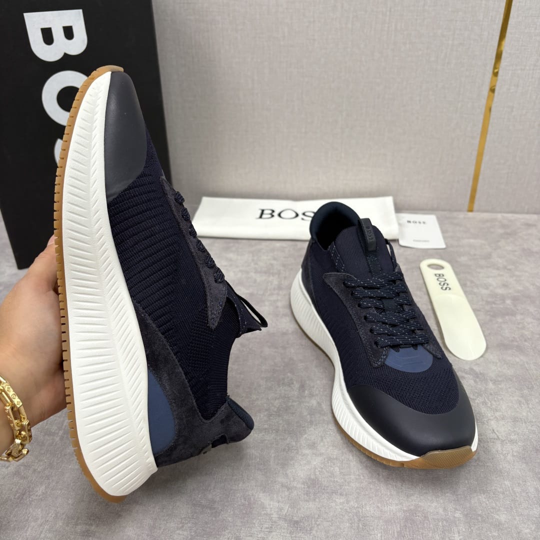 Boss TTNM EVO trainers with knitted uppers and suede trims for men