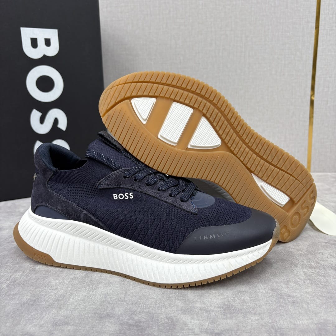 Boss TTNM EVO trainers with knitted uppers and suede trims for men