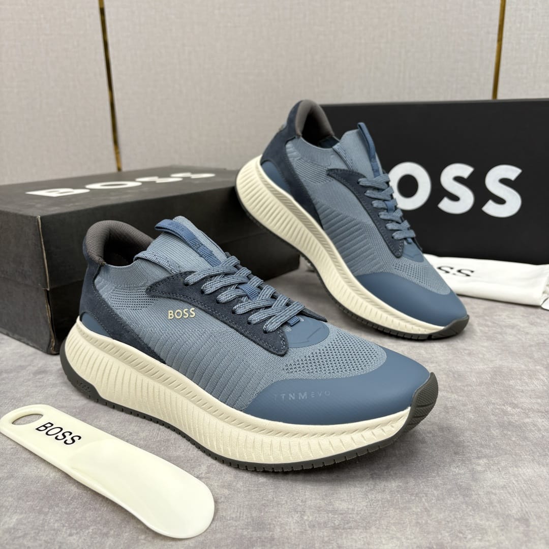 Boss TTNM EVO trainers with knitted uppers and suede trims for men