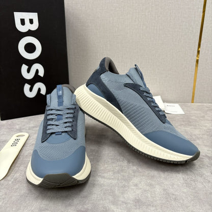 Boss TTNM EVO trainers with knitted uppers and suede trims for men