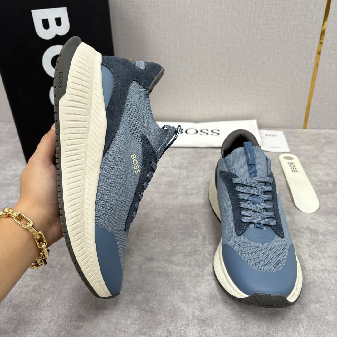 Boss TTNM EVO trainers with knitted uppers and suede trims for men
