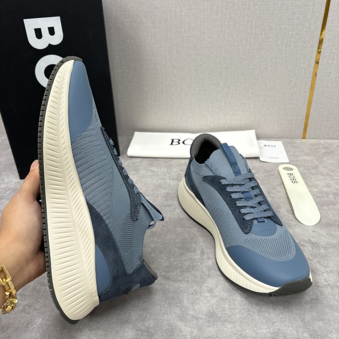 Boss TTNM EVO trainers with knitted uppers and suede trims for men