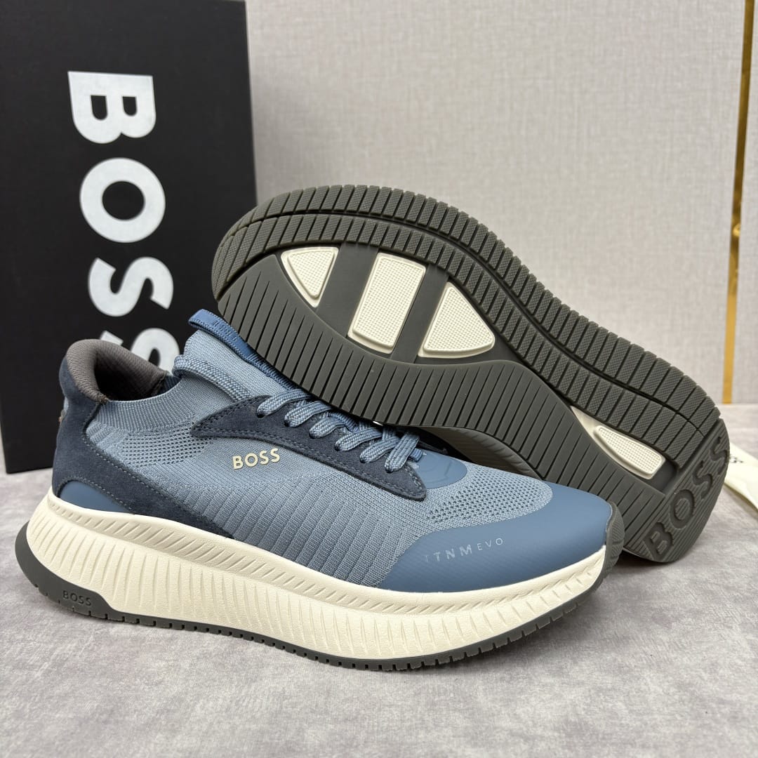 Boss TTNM EVO trainers with knitted uppers and suede trims for men