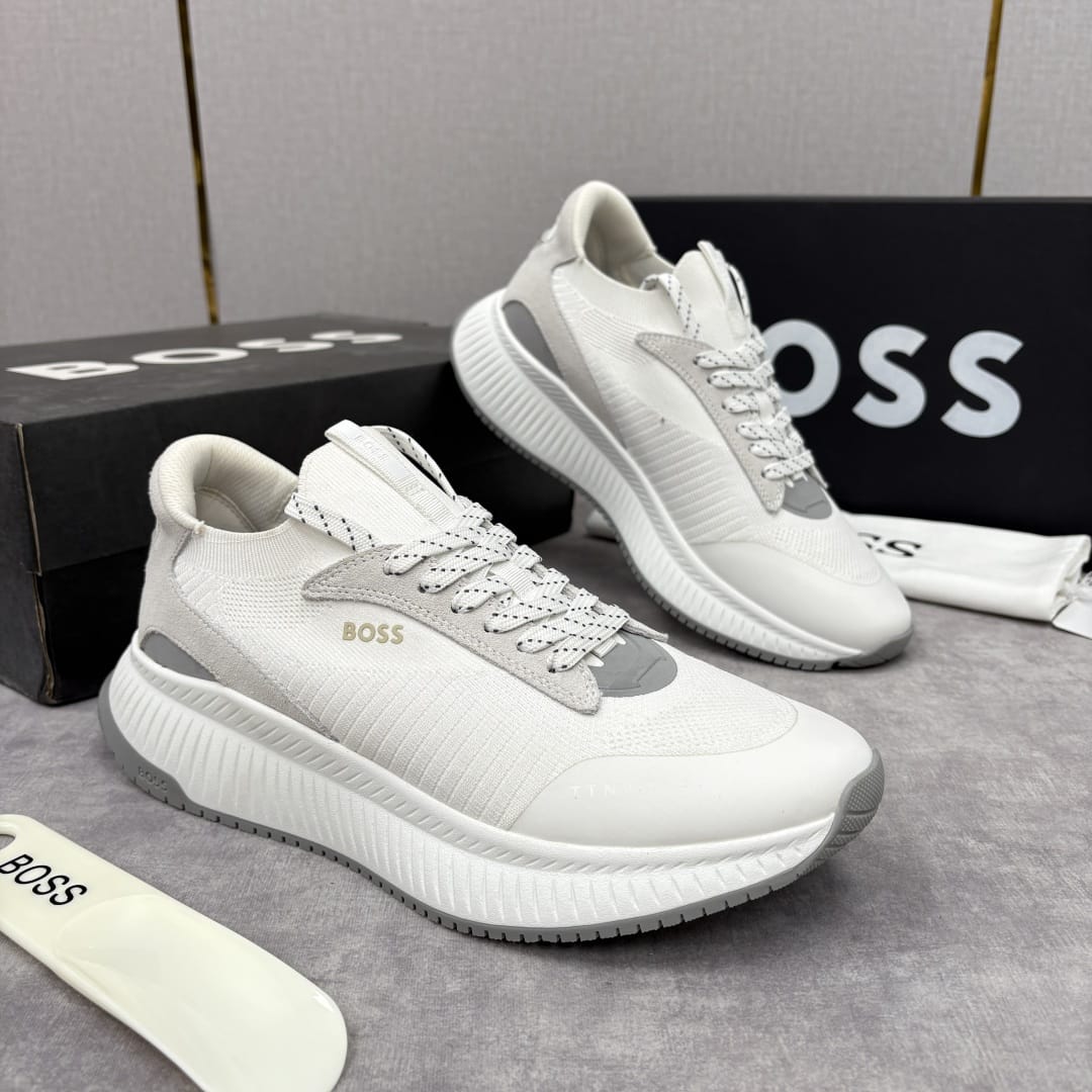 Boss TTNM EVO trainers with knitted uppers and suede trims for men