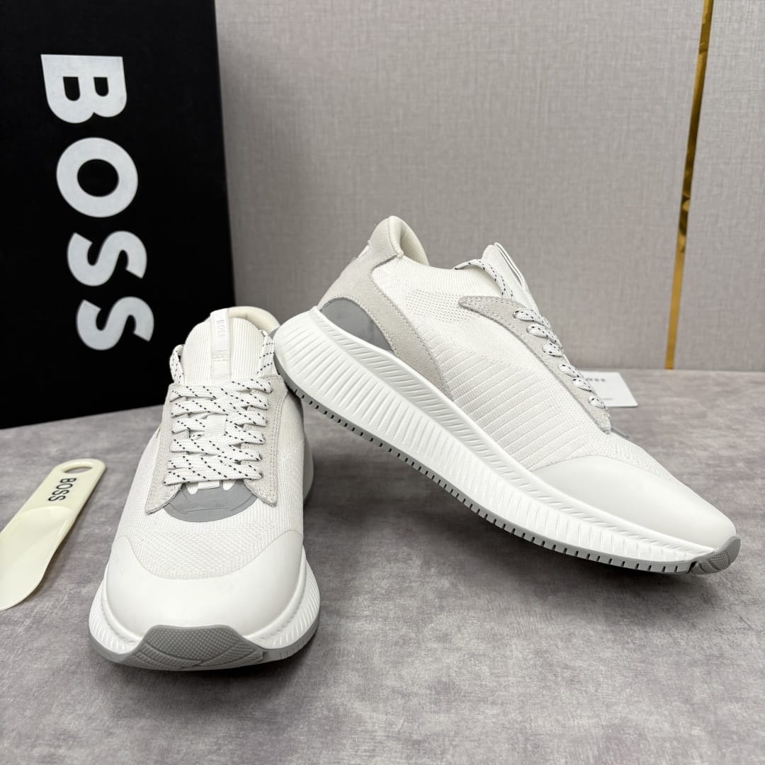 Boss TTNM EVO trainers with knitted uppers and suede trims for men