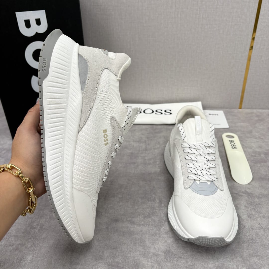 Boss TTNM EVO trainers with knitted uppers and suede trims for men