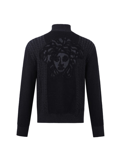 Versace Medusa Jacquard Zip Knit Sweater for men