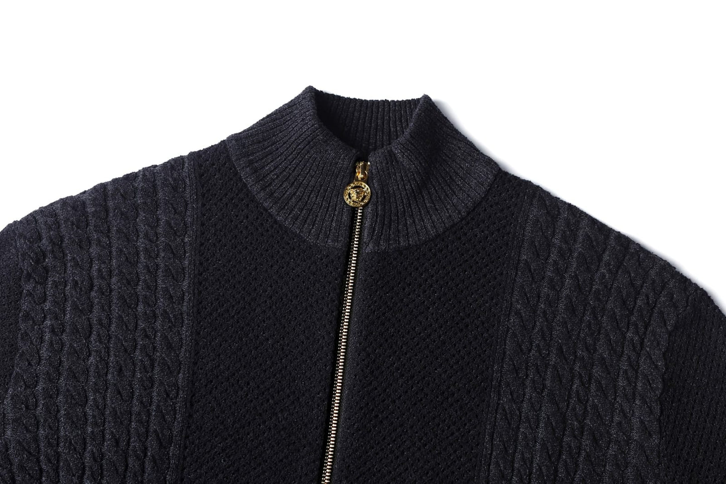 Versace Medusa Jacquard Zip Knit Sweater for men