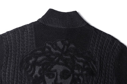 Versace Medusa Jacquard Zip Knit Sweater for men